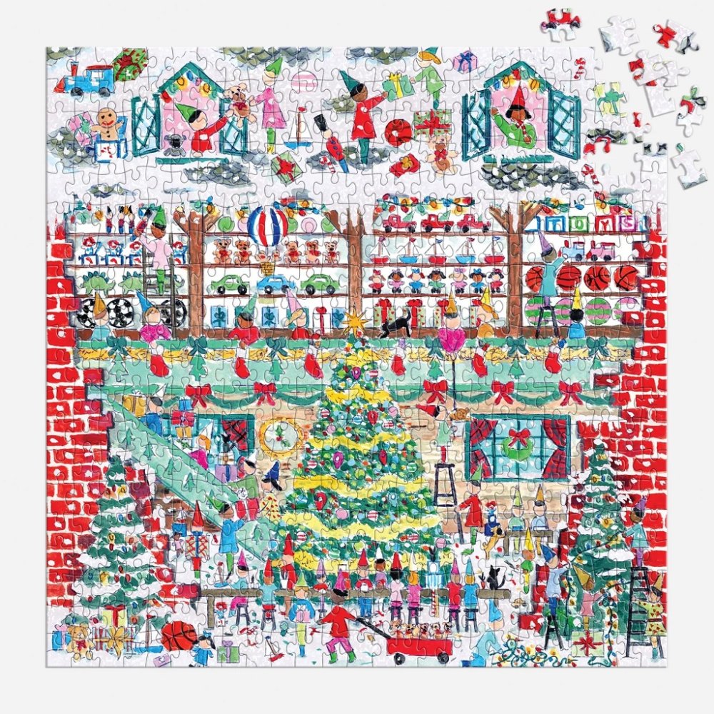 Galison Folienpuzzle Michael Storrings Weihnachtliche Spielzeugwerkstatt 500 Teile – Bild 6