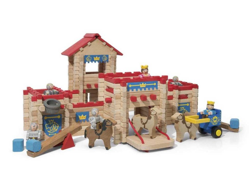 Jeujura Juego de construcción de madera Castillo de 300 piezas