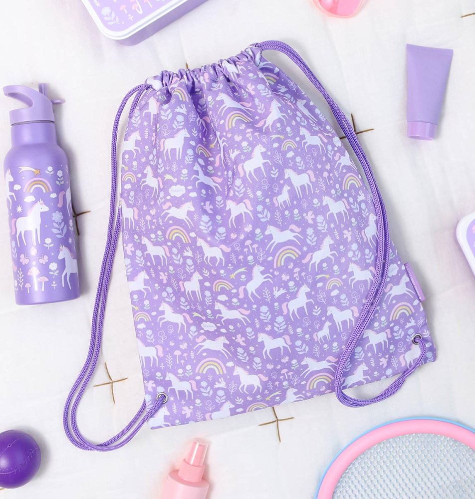 A Little Lovely Company - Bolsa de deporte infantil - Unicornios y arcoíris - Imagen 3