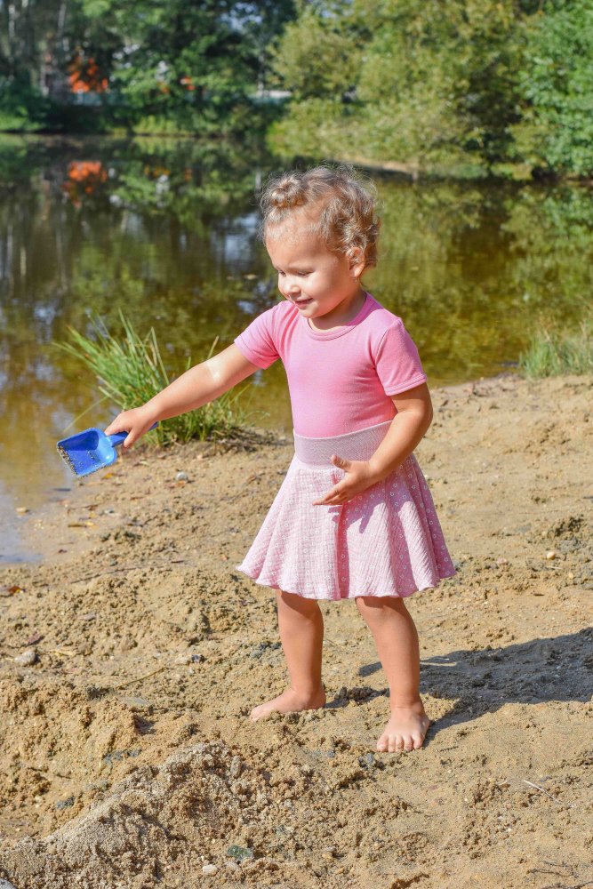 Gonna a ruota - Fiori rosa antico 92 - immagine 4