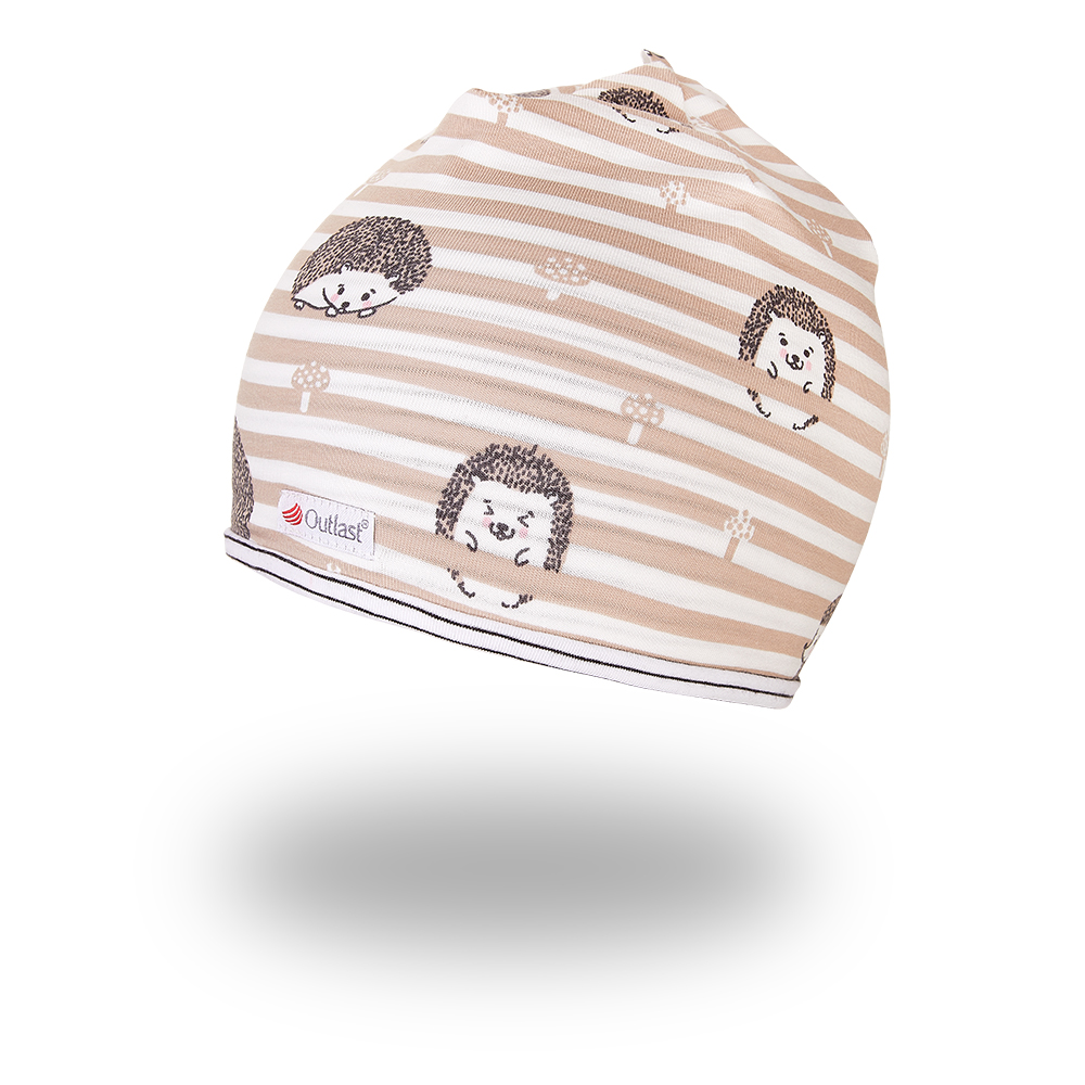 BIO Outlast® béléssel ellátott sapka - barna sün/fekete-fehér csík 1 | 36-38 cm