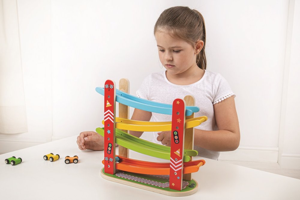 Bigjigs Toys Dřevěná automobilová závodní dráha (obrázek 6)