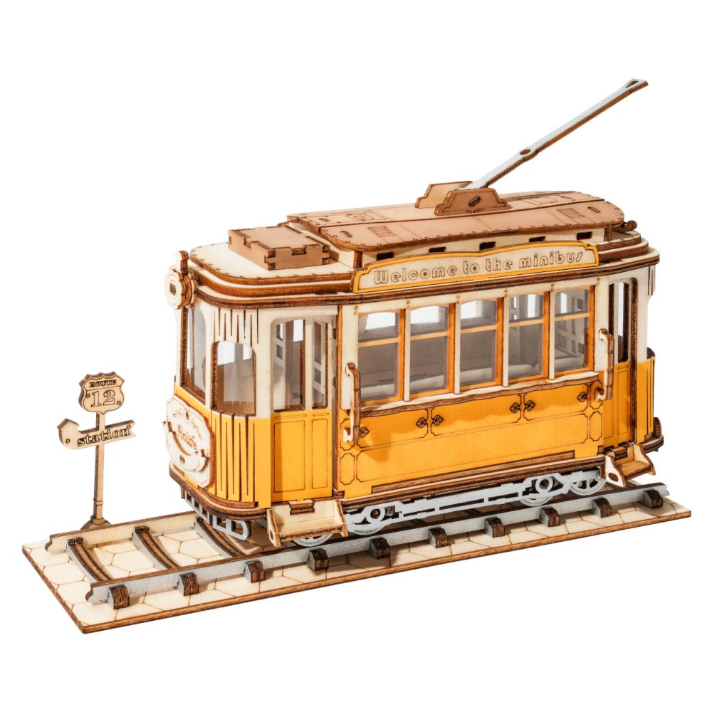 RoboTime 3D dřevěná skládačka Historická tramvaj