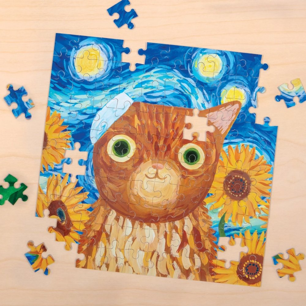 Mudpuppy Puzzle Vincent van Gogh umělecké kočky v plechovce 100 dílků (obrázek 3)