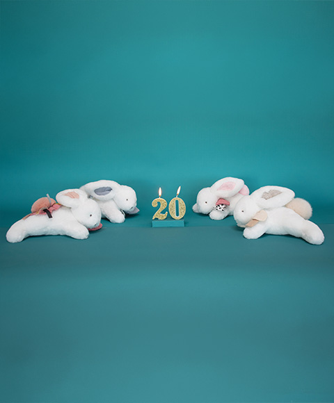 Doudou Dárková sada - Plyšový králíček s tmavě růžovou bambulkou 25 cm (obrázek 8)