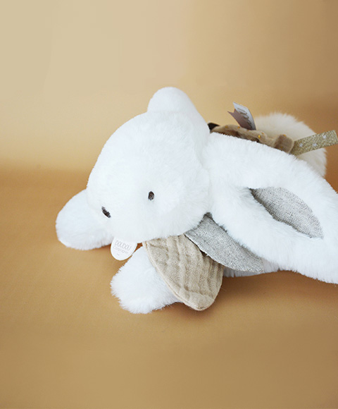Doudou Dárková sada - Plyšový králíček s béžovou bambulkou 25 cm (obrázek 4)
