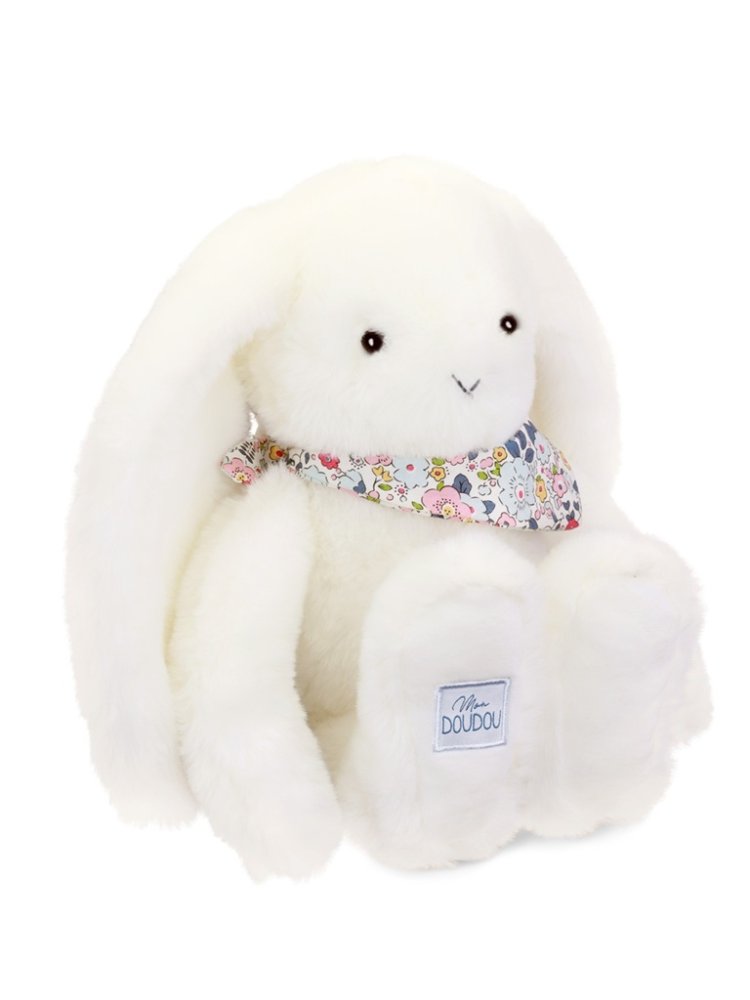 Doudou Plyšový králíček s šátkem bílý 35 cm (obrázek 5)