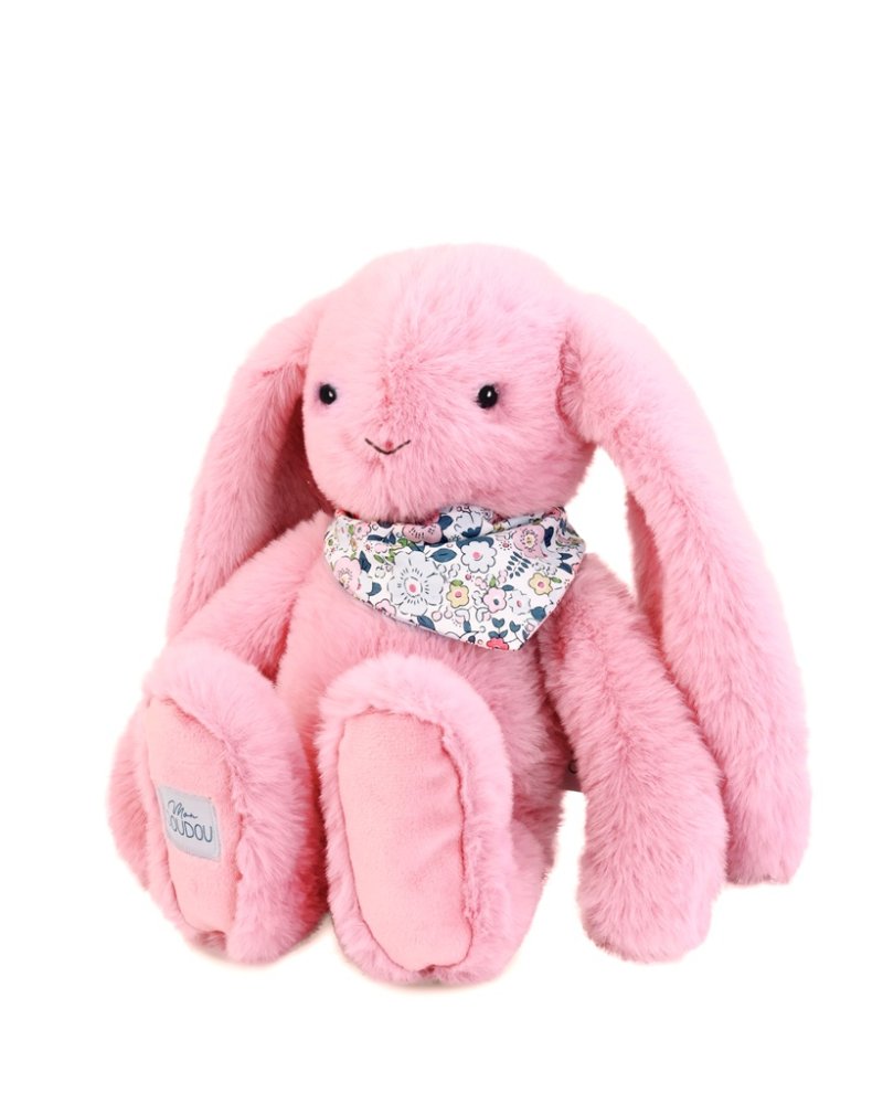 Doudou Plyšový králíček s šátkem růžový 35 cm (obrázek 7)