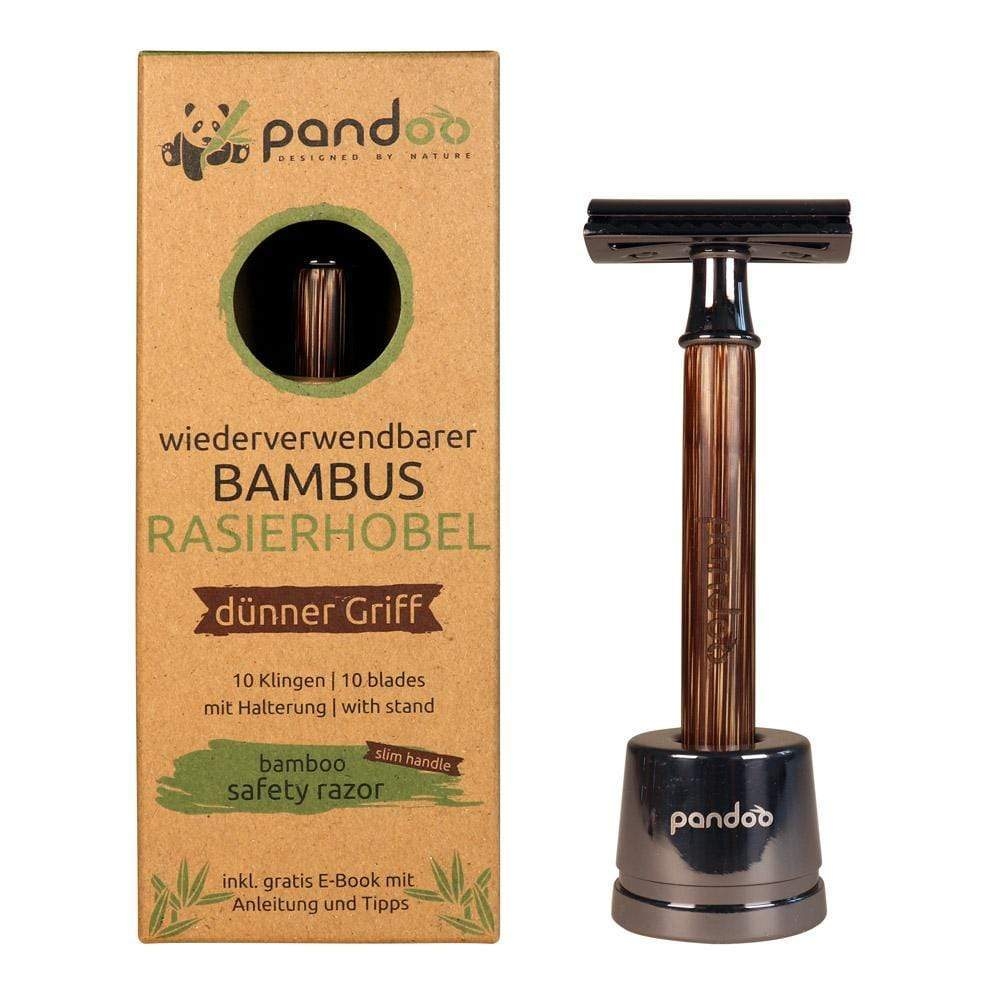 Bambus-Rasierer Mit Ständer Und 10 Rasierklingen Mit Dünnem Griff