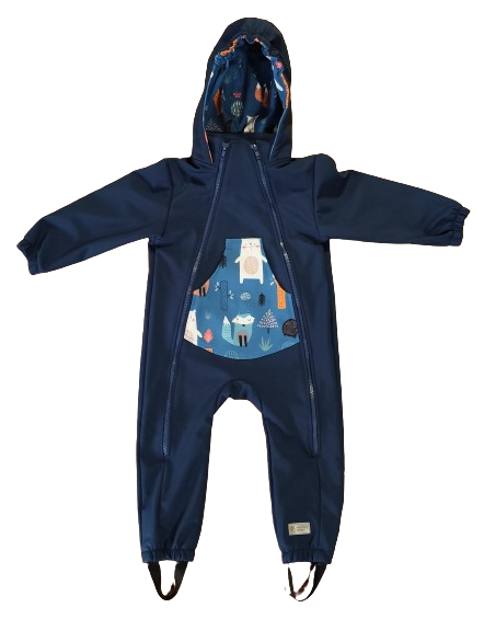 Monkey Mum® Softshell Jumpsuit Met Membraan - Nachtelijke Hemel Met Dieren - Maat 86/92