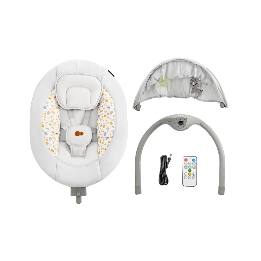 KINDERKRAFT Schommelstoel Met Melodie 2 In 1 Lumi, Tot 9 Kg, Premium Lichtgrijs