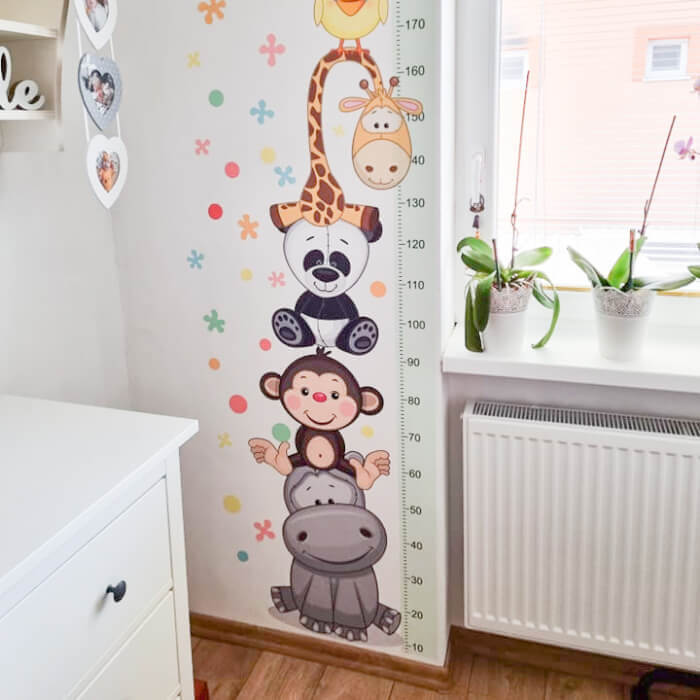 Sticker Mural - Compteur Pour Enfants Avec Des Animaux Heureux