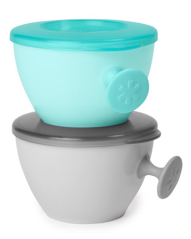 SKIP HOP Bowls With Lid And Holder Easy Grab Grey,Teal 2 X 240 Ml, 3m+