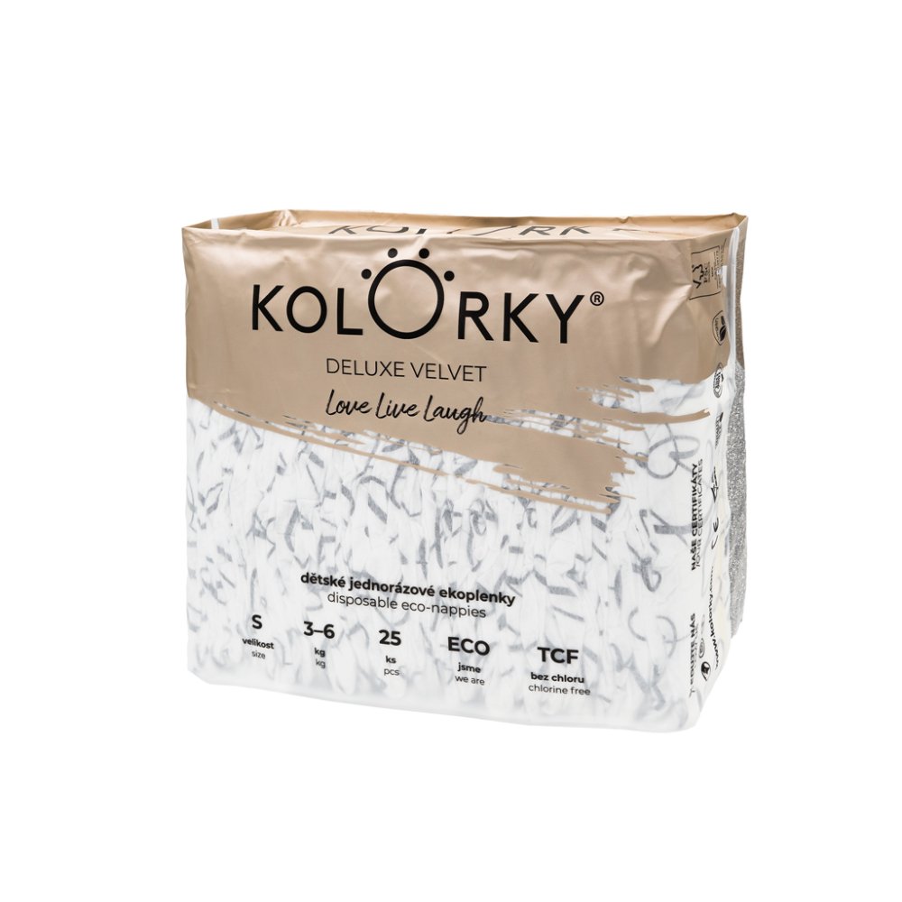 KOLORKY DELUXE VELVET Eco Jednokratne Pelene S Baršunastom Površinom S (3-6 Kg) 25 Kom