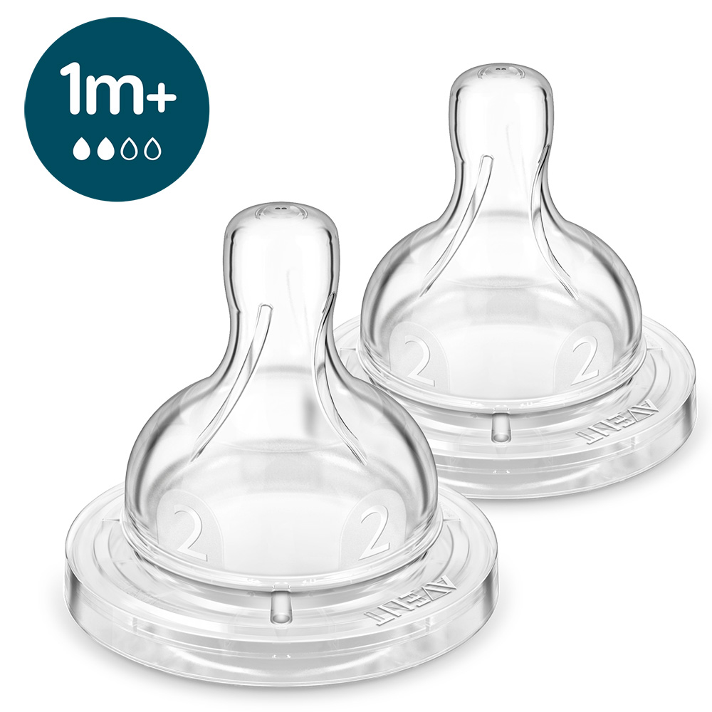 Philips AVENT Pacifier For Bottle Anti-colic Slow Flow 1m+, 2 Pcs