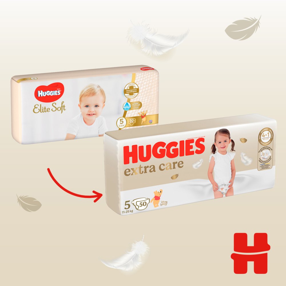 Jednorazowe Pieluszki HUGGIES® Extra Care 5 (12-17 Kg) 100 Szt