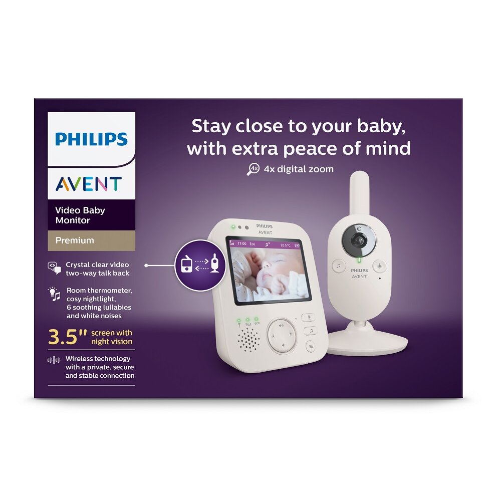 Philips AVENT Baby Monitor Video SCD891/26+NATTOU Succhietto 4 In 1 Sleepy Bear Beige 0m+