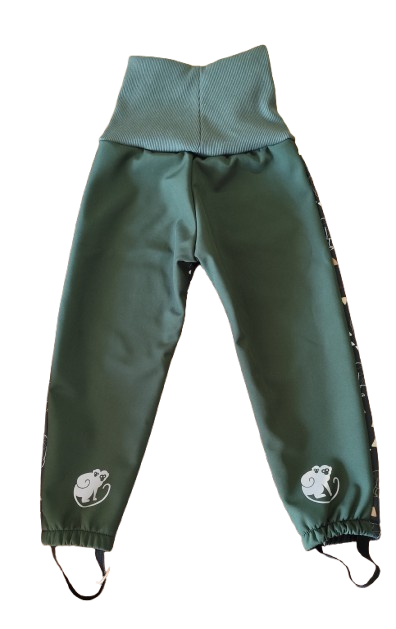 Kinder mitwachsende Softshellhose mit Membran Monkey Mum® - Origami-Bär - Dunkelgrün 98/104 – Bild 2