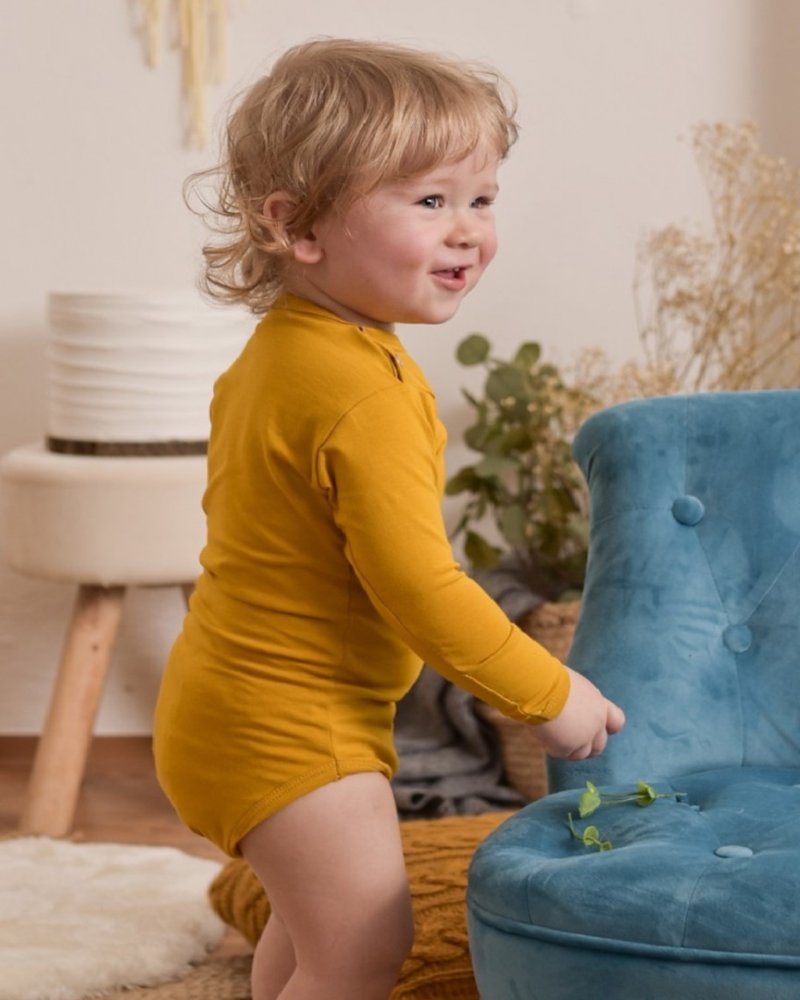 Corpo a maniche lunghe per bambini, senape 68