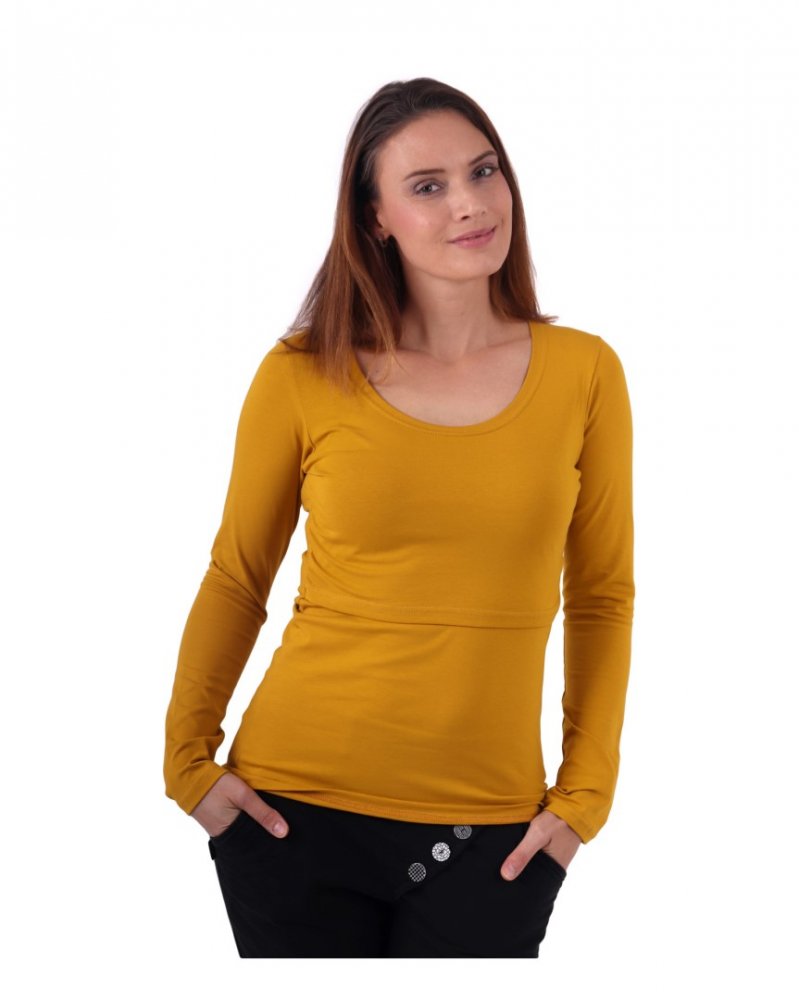 Maglietta per l'allattamento Kateřina, manica lunga, senape M/L - immagine 3