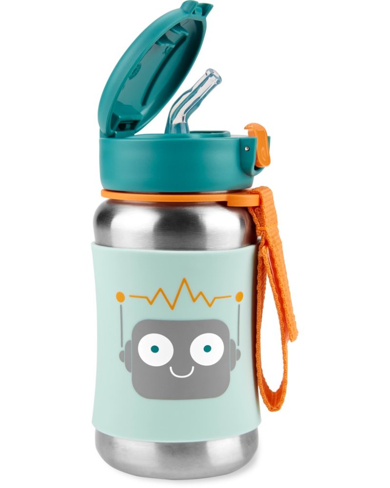 SKIP HOP Spark Style Gourde à paille en acier inoxydable Robot 12m+ – Image 3