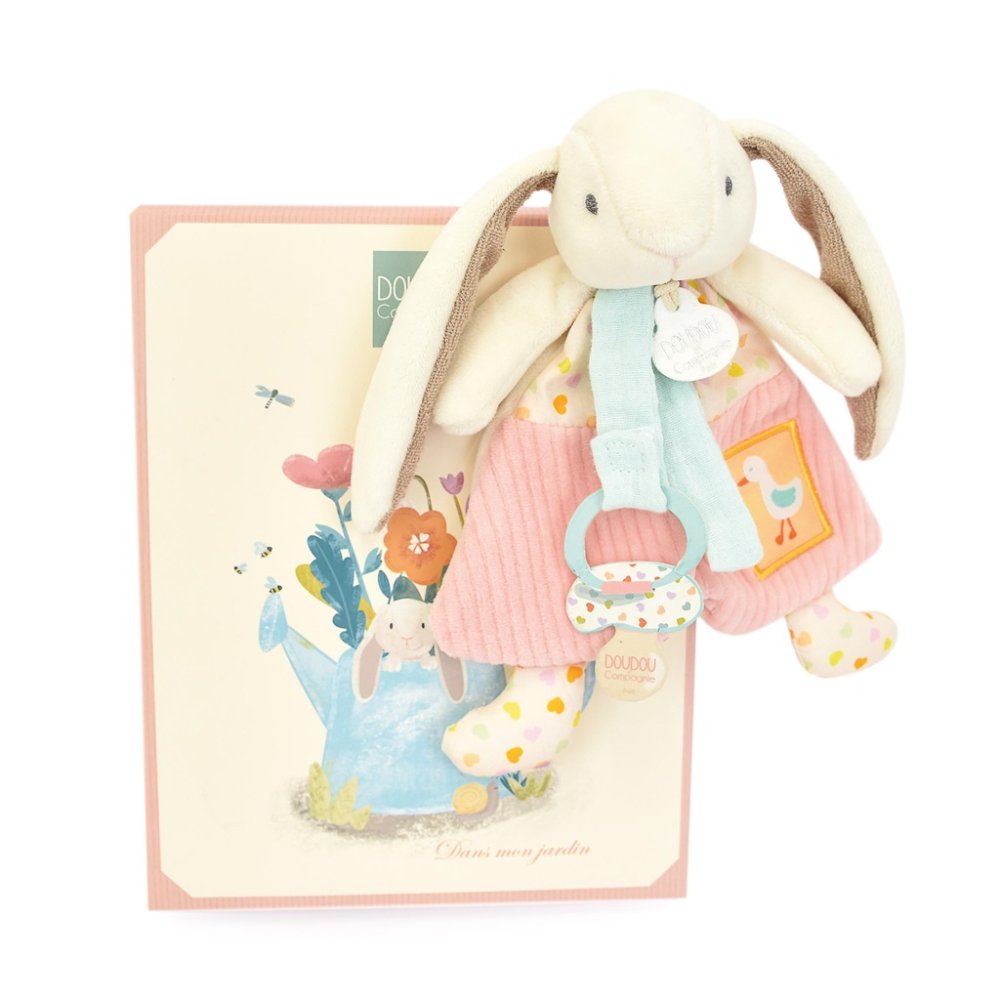 Doudou Set Regalo Giocattolo con porta ciuccio Coniglietto Ciboulette 19 cm