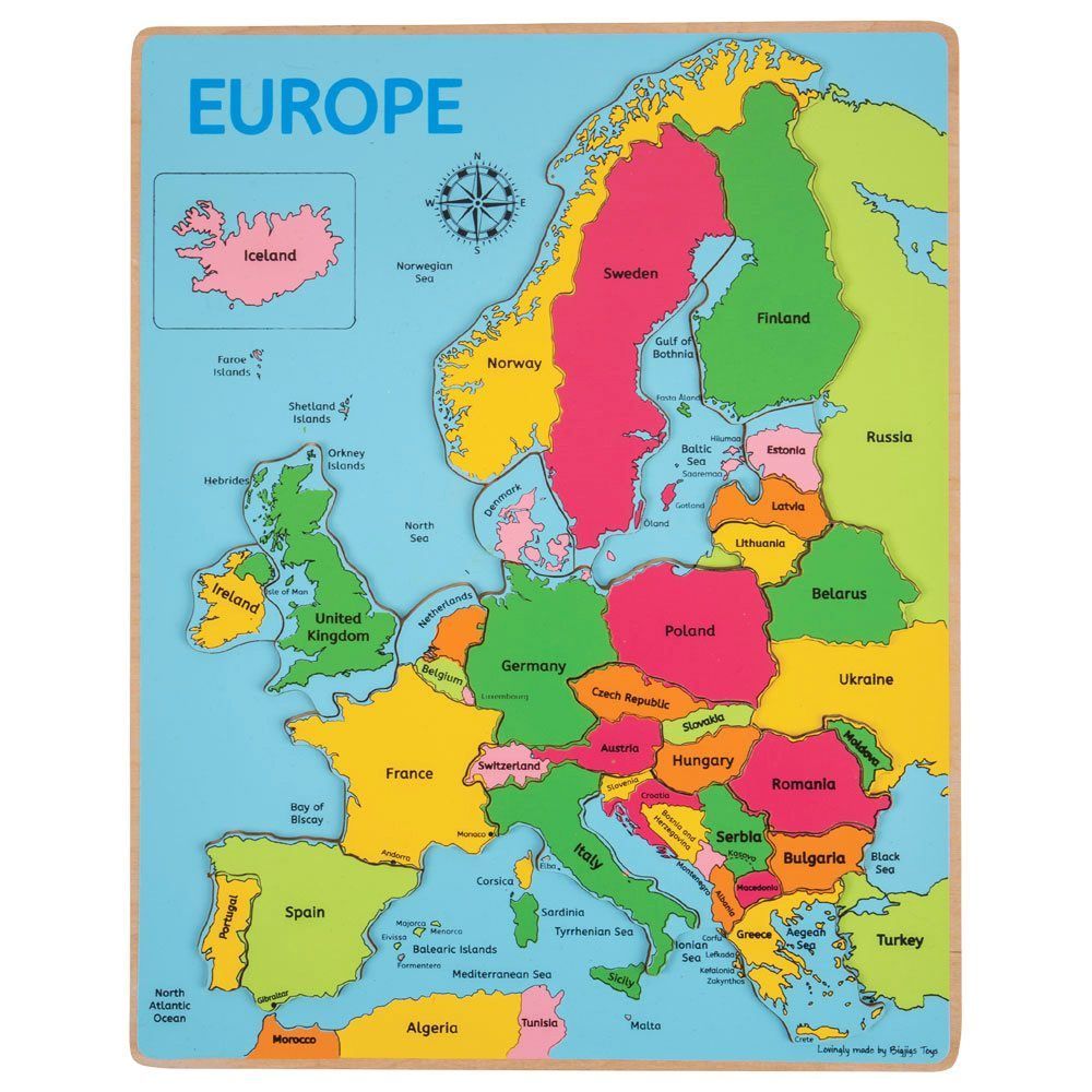 Bigjigs Toys Drewniane puzzle mapa Europy 25 elementów