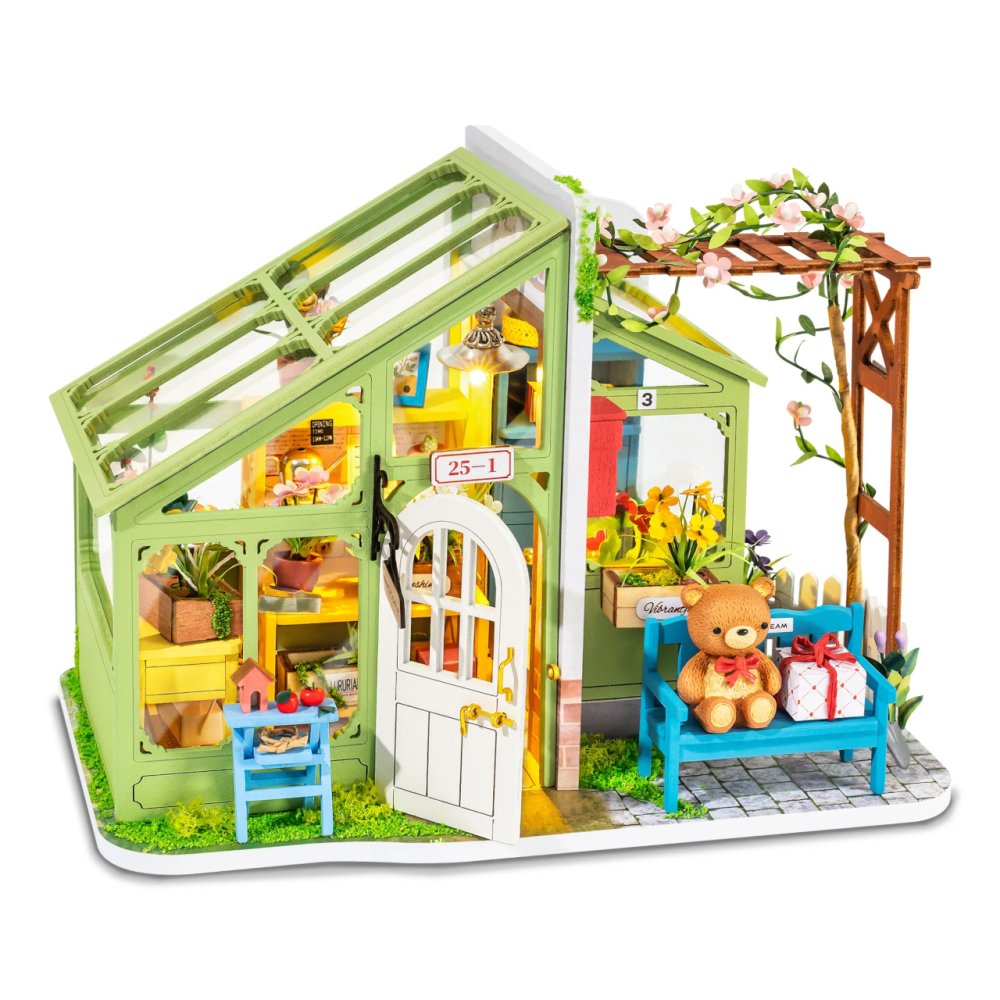 Puzzle 3D en bois RoboTime - Maison miniature - Printemps fleuri