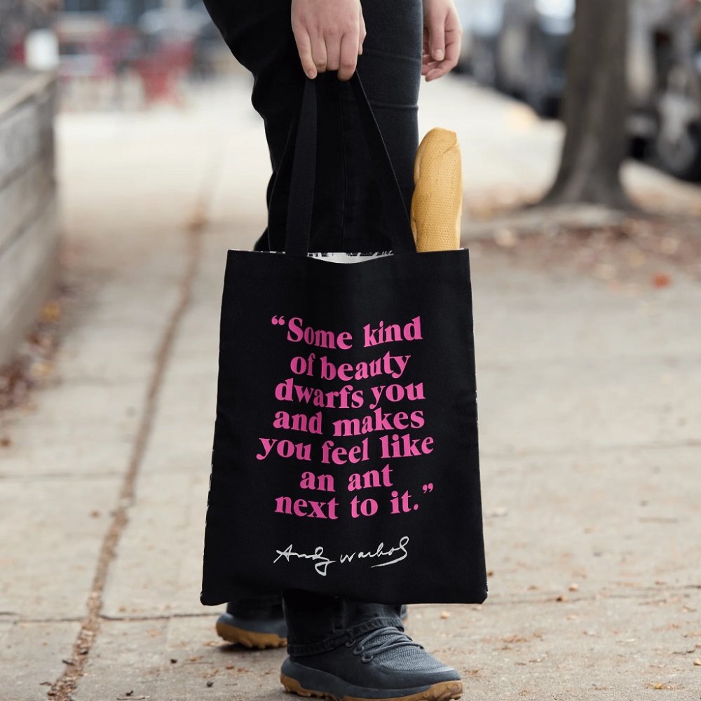 Galison Borsa di tela Fiori di Warhol - Rosa - immagine 4