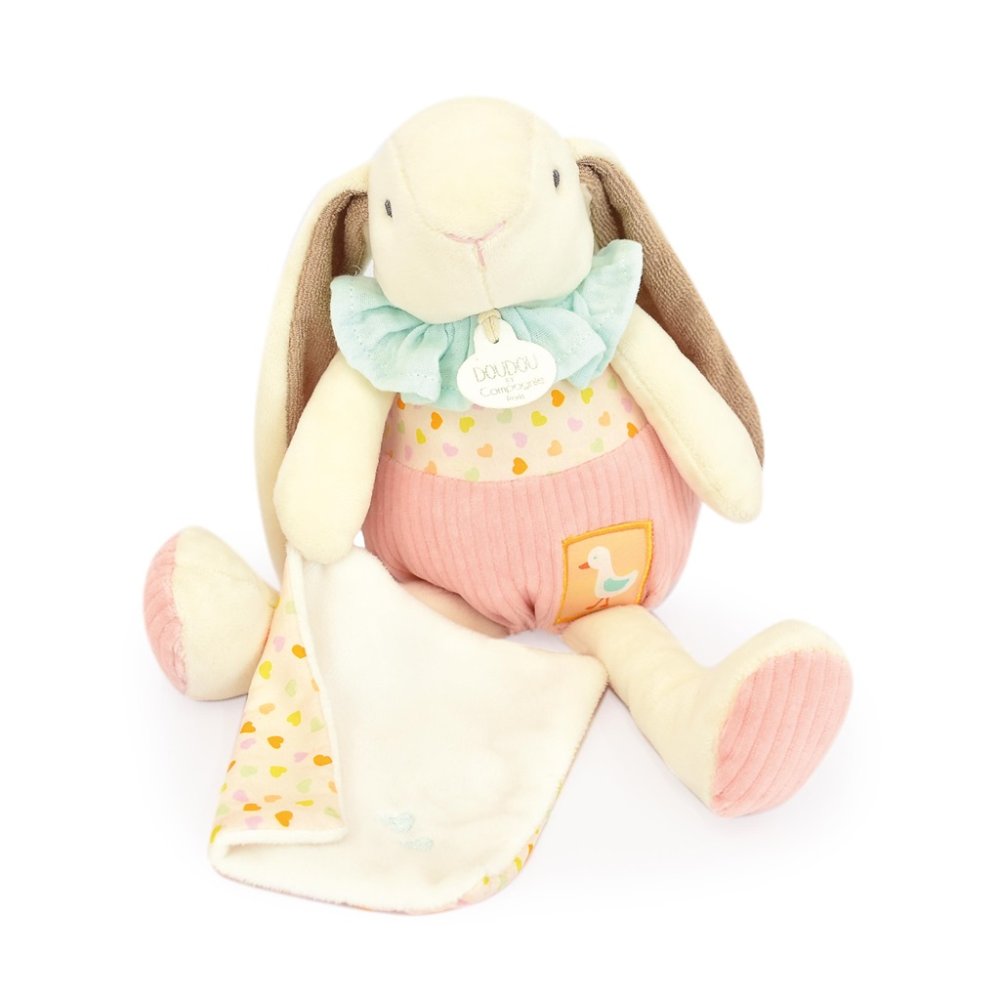 Doudou Zestaw prezentowy różowy Króliczek Ciboulette z kocykiem 28 cm - obrazek 6