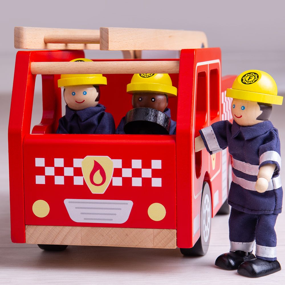 Bigjigs Toys Camión de bomberos de madera - Imagen 4