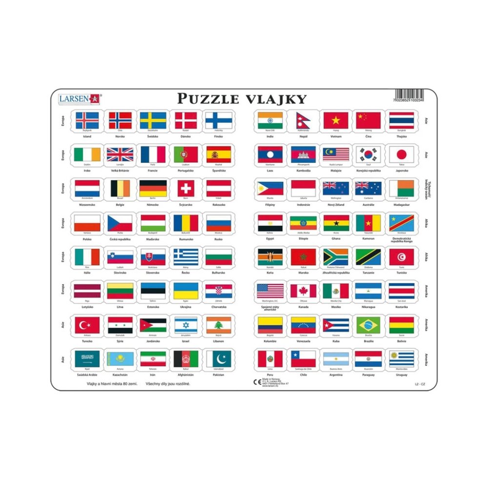 Larsen Puzzle edukacyjne Flagi 80 elementów