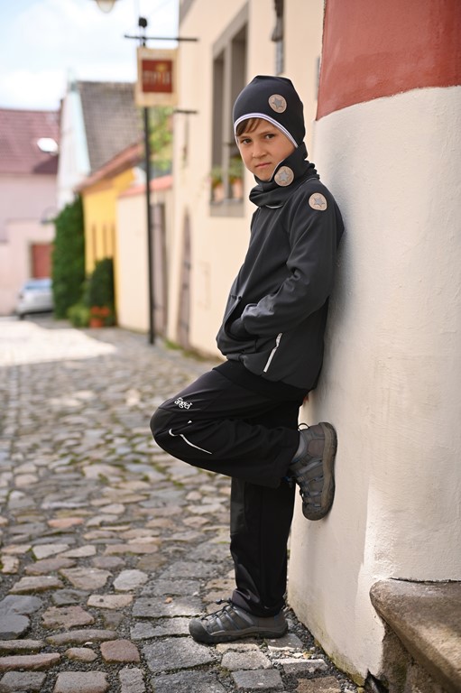 Gefüttertes Sweatshirt mit Outlast®-Reißverschluss - anthrazit/weiß-schwarz gestreift 92 – Bild 5