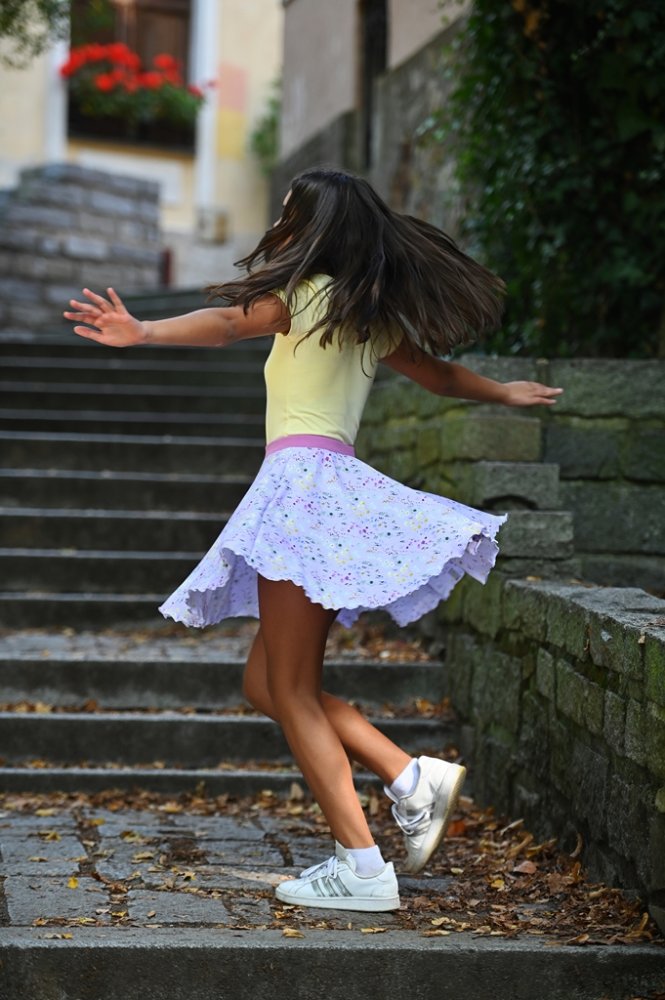 Gonna a ruota - motivo viola e nero 146 - immagine 4