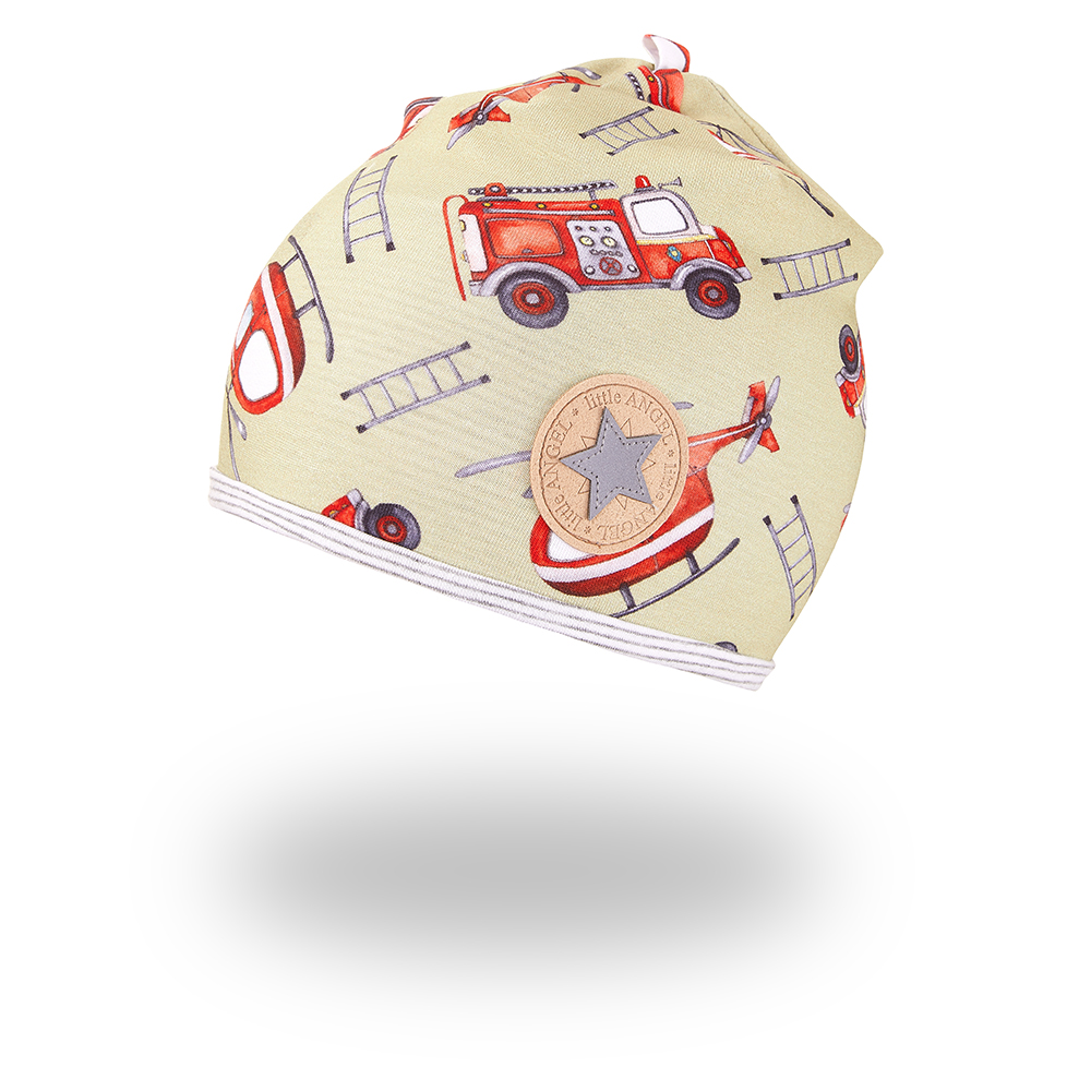 Bonnet doublé Outlast® - vert pompiers/rayure chiné blanc-gris 3 | 42-44 cm