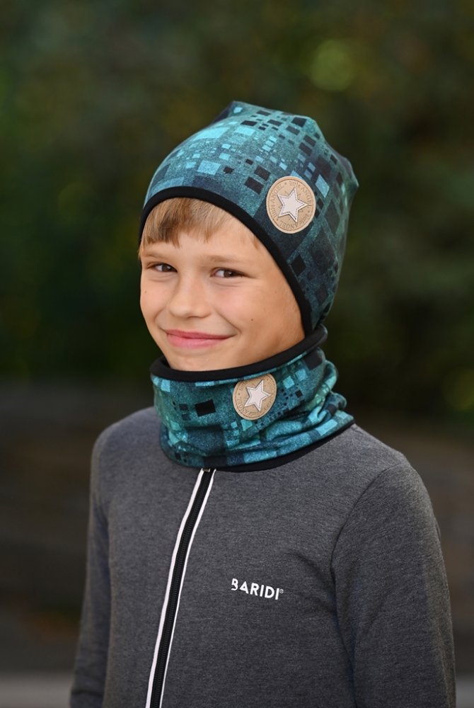 Bonnet doublé Outlast® - Carreaux noir turquoise/noir 5 | 49-53 cm – Image 3