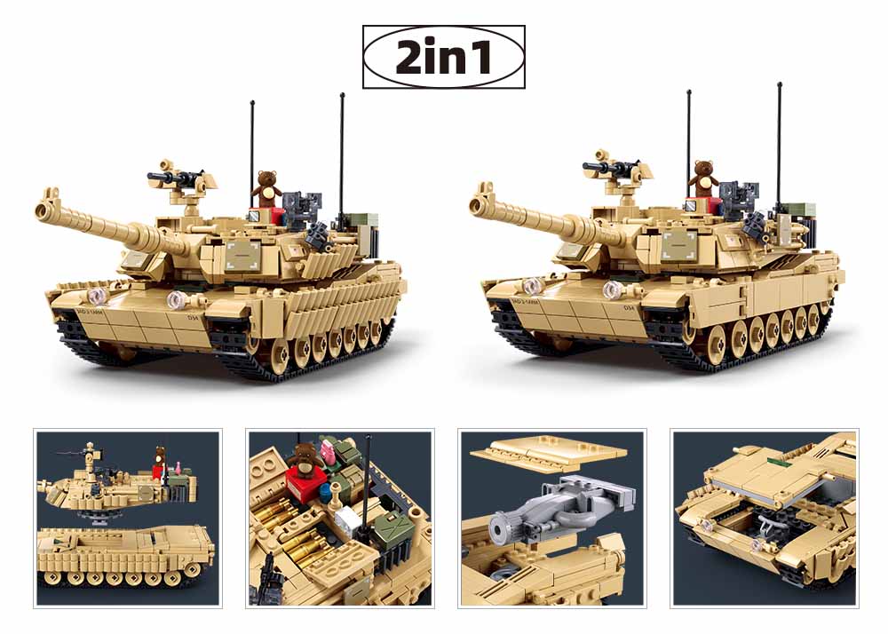 Sluban Model Bricks M38-B1365 Bitevní tank M1A2 Abrams TUSK II 2v1 (obrázek 4)