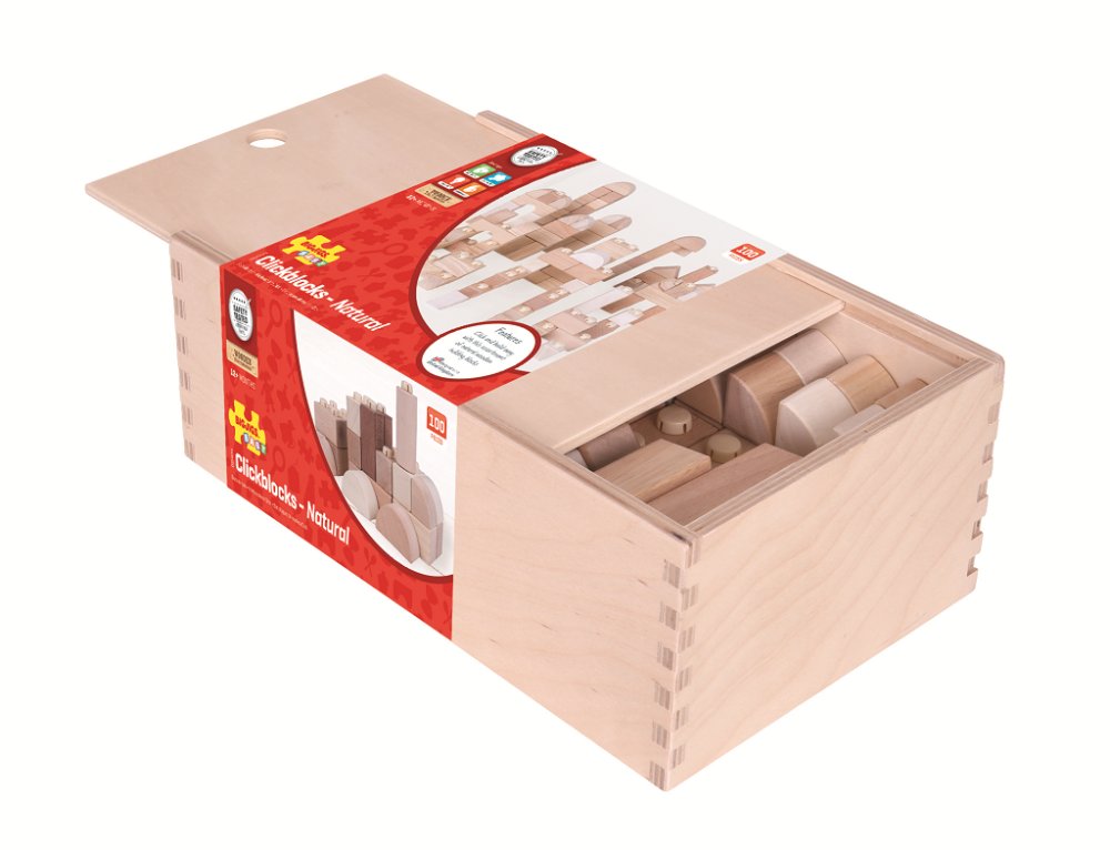 Bigjigs Baby Dřevěné Spojkostky - Natur set 100 kusů (obrázek 3)