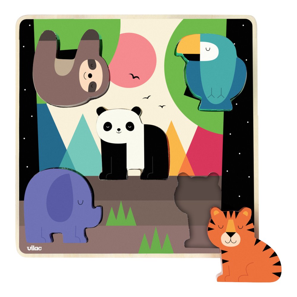 Vilac Vkládací zvukové puzzle Džungle (obrázek 3)