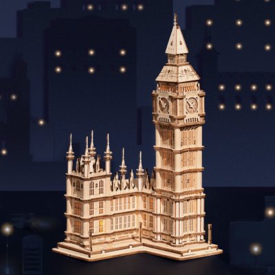 RoboTime Drewniane puzzle 3D Big Ben świecący