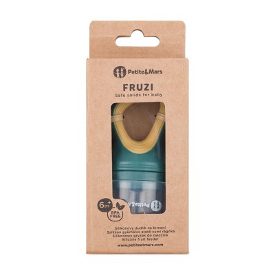 PETITE&MARS Dudlík silikonový na krmení Fruzi Green&Ochre 6m+