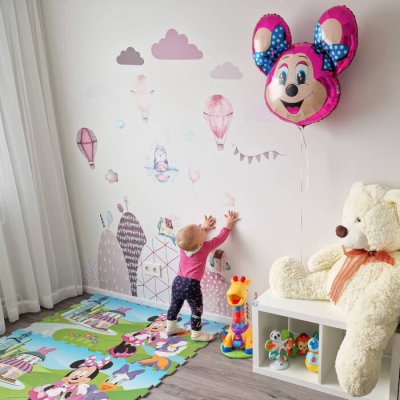 Wall stickers - Hills and balloons in pink