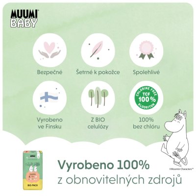 MUUMI Baby 4 Maxi 7-14 kg (69 Stück), Öko-Windeln
