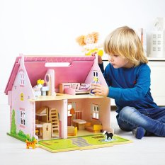 Bigjigs Toys Tragbares Holzpuppenhaus