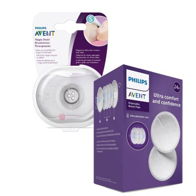 Philips AVENT Štitnik za bradavice - mali 2 kom + sterilna kutija + jednokratni jastučići za dojke 24 kom