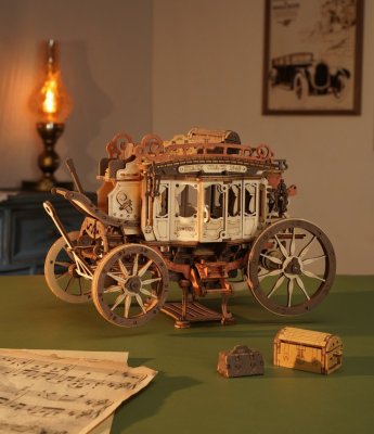 RoboTime Drewniane puzzle 3D pozytywka Powóz