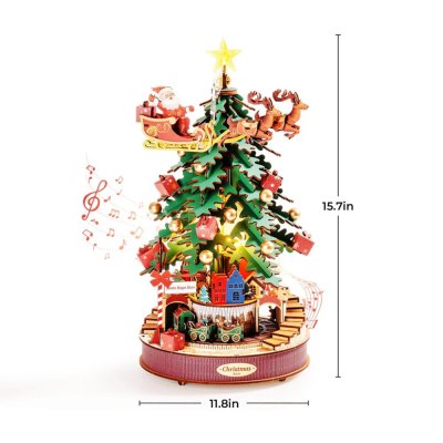 RoboTime 3D Holzpuzzle Spieluhr Weihnachtsbaum