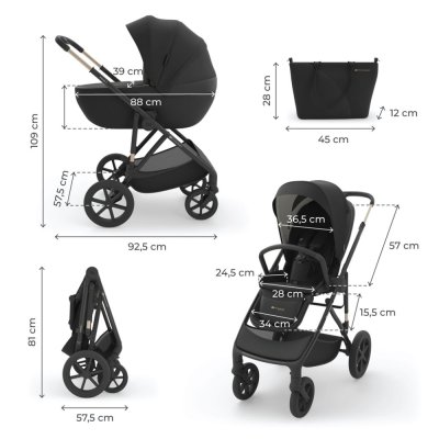 KINDERKRAFT Kombikinderwagen 3in1 Prime 3 Venezian Black