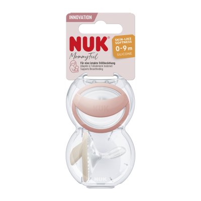 NUK Mommy Feel Schnuller in Box, Pfirsich 0-9m, 2 Stk
