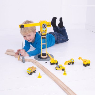 Bigjigs Rail Kran und Baumaschinen